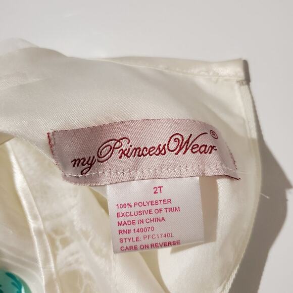 My Princess Wear 2T Formal Flower Girl White Lace Taffeta Fit and Flare Dress - Picture 4 of 5